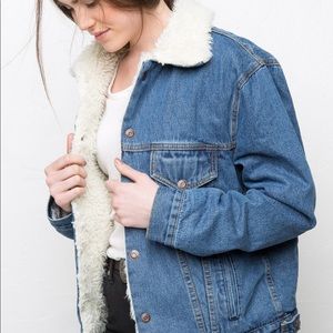 Brandy Melville Fur Denim Jacket